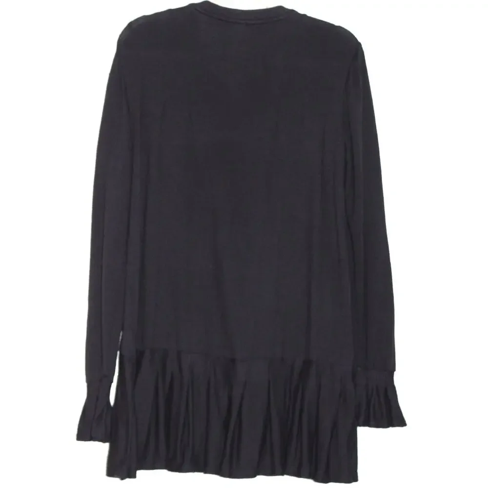 FREE PEOPLE Your Girl Flounce Hem V-neck Henley Knit Long Sleeve Tunic Black M